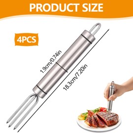 Pack of 4 jacket potato forks, potato forks made of stainless steel, jacket potato fork with 3 prongs for jacket potato or corn on the cob, holder made of stainless steel