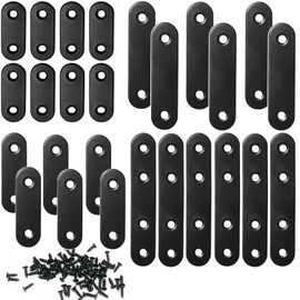 QSJ 26 Sets Flat Plate Straight Bracket Flat Brace Bracket Stainless Steel, 36mm/46mm/56mm/76mm Wood Brackets Mending Repair Plate Brace