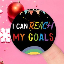 100pcs Round Stickers I Can Reach My Goals Label Stickers Decals for Card Envelopes Seals Boxes Holiday Xmas Gifts Bags Packaging Party Supplies Decoration 3in