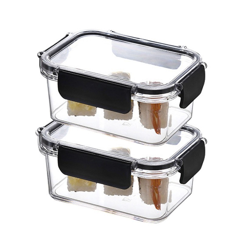 2PCS Food Storage Container Food Grade Clear Refrigerator Organizer Box