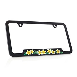Plumeria Plastic License Plate Frame