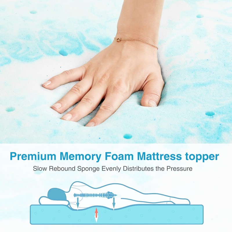 Mattress Topper, King Size Cooling Memory Foam Bed Toppers, 2
