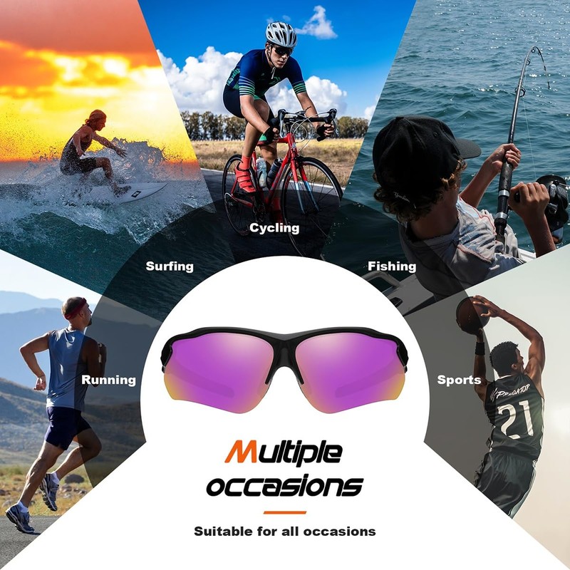 FAGUMA Polarized Sports Sunglasses for Men Women Fishing Cycling Running