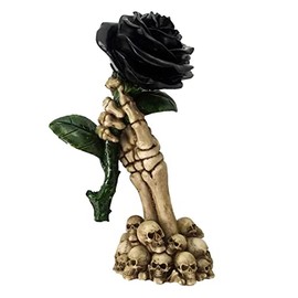Puckator Skeleton Hand Holding Black Rose Decoration