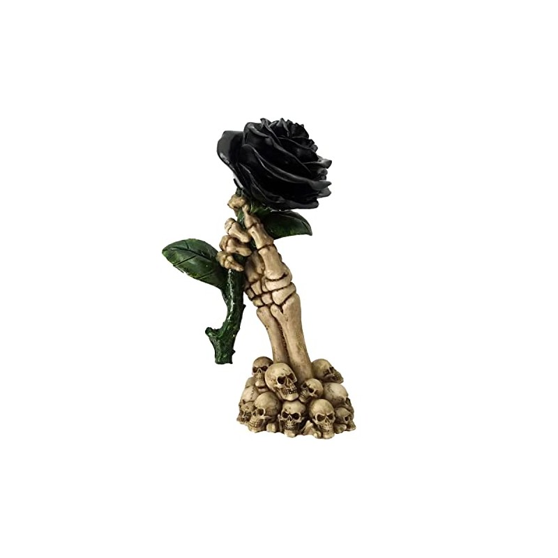 Puckator Skeleton Hand Holding Black Rose Decoration