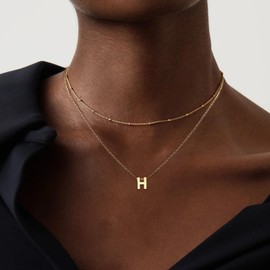 Stocking Stuffers Gifts for Women Layered Initial Necklaces for Women Girls Dainty 14K Gold Plated Letter Necklace Cute Choker Preppy Jewelry Layering Pendant Necklace Gold Jewelry Gifts for Women Teen Girls Gifts Stuff