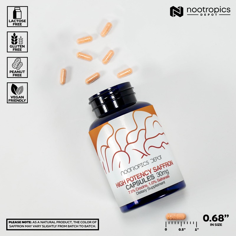 Nootropics Depot High Potency Saffron Extract Capsules | 30mg |