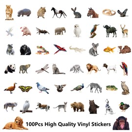 Cute Animal Stickers, 100Pcs Water Bottle Stickers, Waterproof Vinyl autocollant Stickers for Guitar Skateboard, Luggage, Phone Laptop Journaling Gifts Stickers for Teens Girls Kids, Sticker Packs