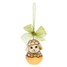 THUN Pasqua 2023, Addobbo Pasquale Agnellino con Uovo in Ceramica Decorata a Mano, Linea Pasqua Favolosa, 3.8x3.6x6 cm h