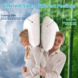 WGAKCED WGAKCED Cooling Pillows for Sleeping 2 Pack, Adjustable Shredded Memory Foam Pillows Queen Size, Firm Bed Pillows for Side, Back, Stomach, Hot Sleepers, Cold Pillow with Removable Washable Cover