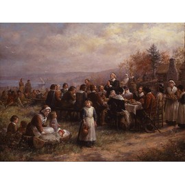 HISTORY GALORE 24x36 Gallery Poster, Thanksgiving at Plymouth, Oil on Canvas by Jennie Augusta Brownscombe, 1925 National Museum of Women in The Arts