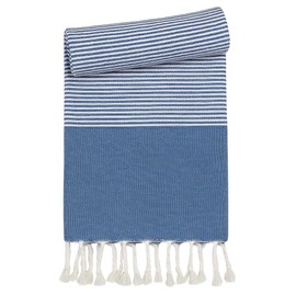 Heré Mood 100% Recycled Cotton Hammam Towel, 90 x 170 cm, Beach Towel, Sauna Towel, Bath Towel, Absorbent & Quick Drying Sauna Towel, Set of 1/2, Prewashed, Large and Light (1, Blue)