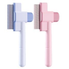 2 Stück Fellblitz Bürste, Selbstreinigend Bürste für Lang und Kurzhaarpflege, Fellblitzbürste, Ein Knopf Reinigung zum Entfernen von Verfilztem, Krausem Tierhaar