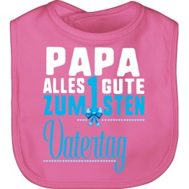 Shirtracer - Baby Bib - Gift for Father's Day - Papa Alles Guten zum 1st Vatertag Blue, 2 Pink
