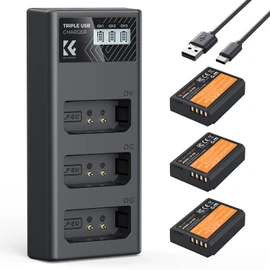 K&F Concept LP-E10 Battery 3-Pack and Upgraded LCD Charger Compatible with Canon Rebel T7 Battery, EOS Rebel T7 T6 T5 T100, Kiss X50 X70 X80 X90, EOS 1100D 1200D 1300D 1500D 2000D Camera