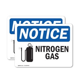 (2 Pack) Nitrogen Gas Sign With Symbol OSHA Notice Sign 5 Inch X 3.5 Inch Vinyl Label Decal Sticker Weather Resistant, UV Protected for Workplace, Business, and Construction Site, Made in the USA