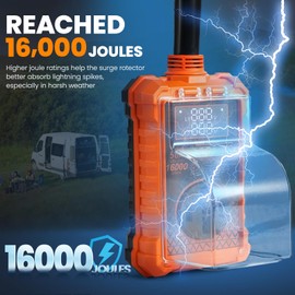 Krevz 16000 J RV Surge Protector 50 Amp, Upgraded Dual-Monitor Display RV Power Surge Protector with Safety Certification, High/Low Voltage Protection for Camper, Circuit Analyzer for Travel Trailers