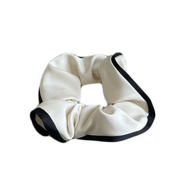 Scrunchie Bi-color Simple Hair Closure Hair Accessory Adult Large (White)