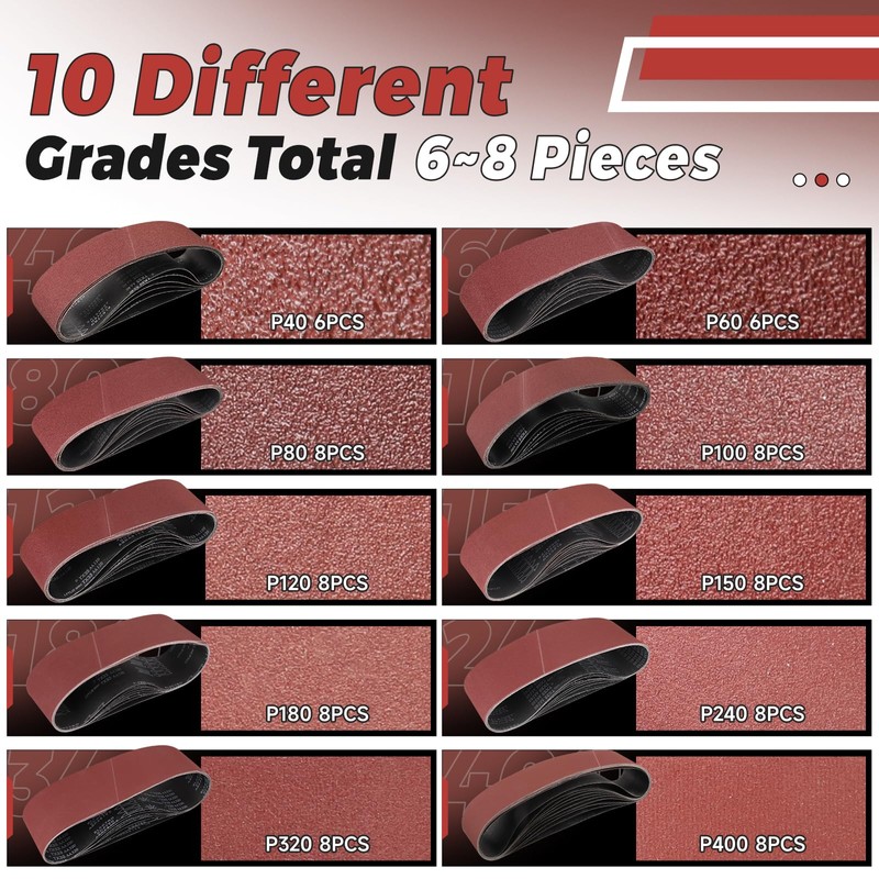 STEBRUAM Sanding Belt 150 x 1220 mm,8PCS 320 Grit