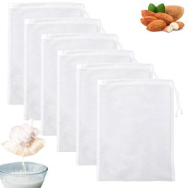 Gelapa 6 Pack Nut Milk Bag, 8"x12" Reusable Food Nylon Strainer Nut Bags for Straining Almond Milk Greek Yogurt, Cheese Cloth Bag for Cooking, Cold Brew Coffee Tea Juice Fine Mesh Bag