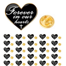 25/50/100 pieces Heart shape metal Forever in our hearts Brooch pin Funeral mourning Memorial lapel pins badge bulk (50)