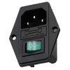 IEC Built-in Socket C14, with Green Switch and Fuse, 3-Pin