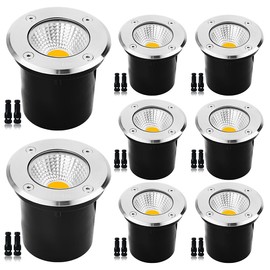 ELEGLO 9W Led Well Lights, Low Voltage Landscape Light,12V/24V Landscape Lighting,IP67 Waterproof Outdoor in-Ground Light for Garden,Tree, Deck,Yard,Patio(Warm White) 8 Pack