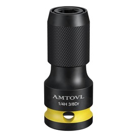AMTOVL Impact to 1/4 Hex Converter - 1/2 INCH Drive Female to 1/4-Inch Allen Adapter, Universal Joint Quick-Change Chuck, 1/4“, 3/8” Drive to 1/4-inch (3/8-inch Drive to 1/4-inch Hex)