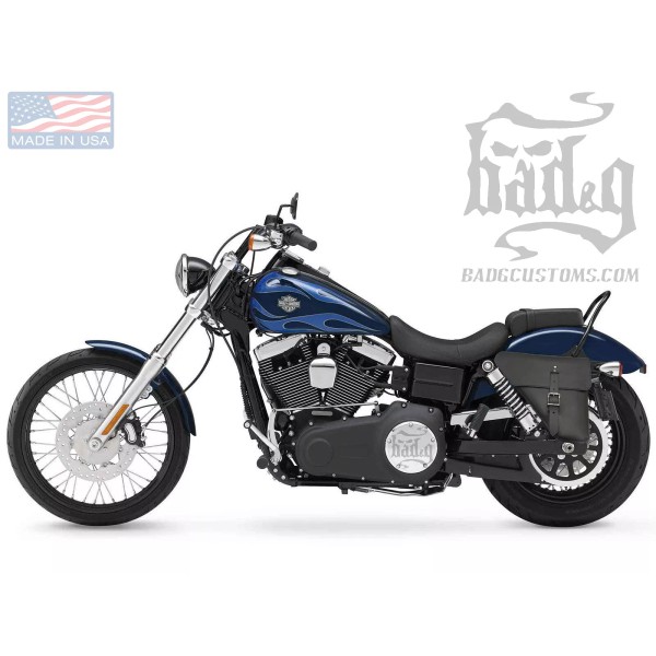 BAD&G CustomS Harley DYNA LEFT Side BLACK SOLO BAG Saddlebag