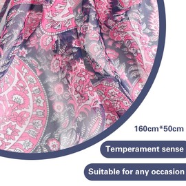 KUMSODE Georgette Chiffon Scarf Women's Long Scarves Flower Pattern Soft Wrap Simulation Silk Scarf for Spring Summer Autumn Winter 160 x 50 cm, Colourful
