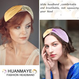 3 x Boho Wide Headband Rabbit Ears Hair Bands Fabric Non-Slip Headgear Elastic Twist Headband 1920s Accessories for Women Girls (PolkavDE)