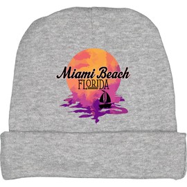 inktastic Miami Beach Florida Vacation Sunset Baby Beanie Hat Small Heather Grey 370c4