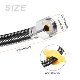 METALLIXITY Faucet Supply Line Connector (800mm/31), 304 Stainless Steel G1/2 Female to G1/2 Female Water Supply Hose Connector - for Kitchen Bathroom, Black