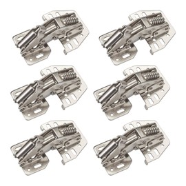 JUNKER Screw-On Hinges 90° with Soft Close and Mounting Stop (Nickel-Plated Steel, Adjustable) Joint Hinge for Screwing On Pack of 6