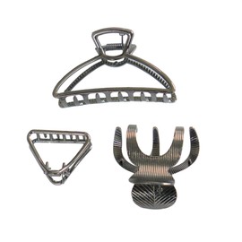 Sensory4u Metal Hair Claw Clips Variety Pack (Gray)
