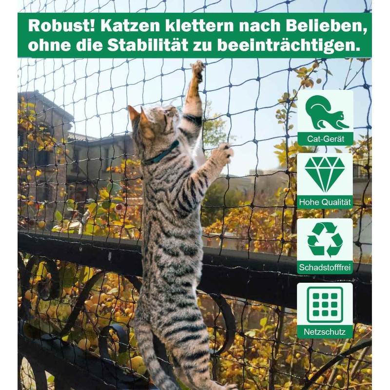 Tatamiyya Cat Net for Balconies, Wire Reinforced, 2 x 3
