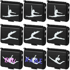 DoubleFill 12 Pcs Dance Recital Gifts for Girls Bobby Pin Case Mini Hair Tie Clip Storage Box Portable Ballet Cheerleading Travel Accessories for Women Dance Lover Team