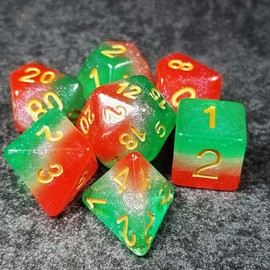Sage’s Portal Cantrips DND Dice Set - Round Edge Resin 7-PC Polyhedral DND Dice Set for Dungeons and Dragons D&D RPG Tabletop TTRPG (Watermelon)