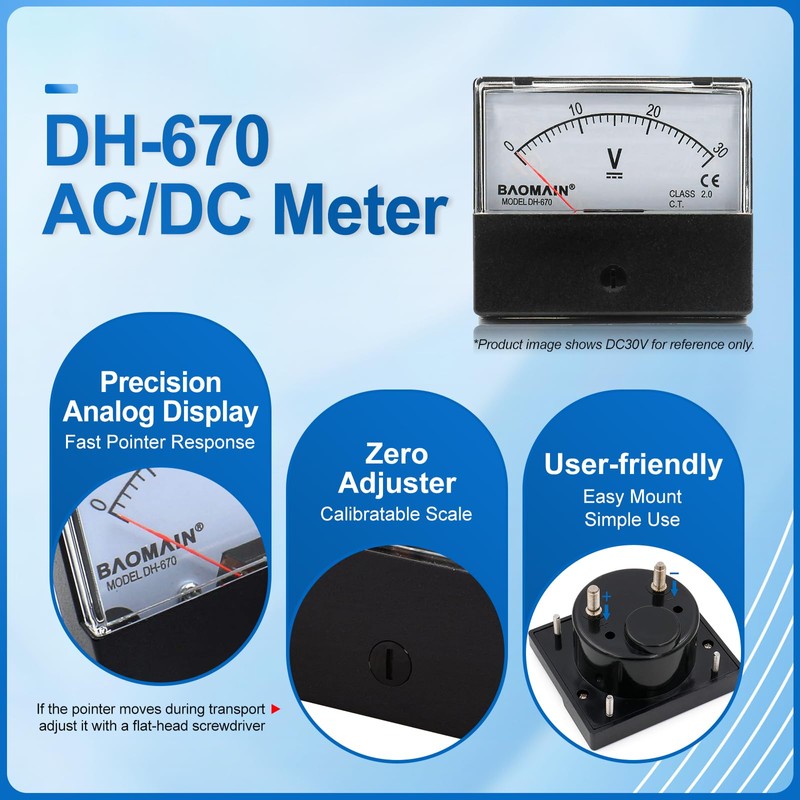 Baomain DH-670 DC 100A Analog Amp Panel Meter Current Ammeter