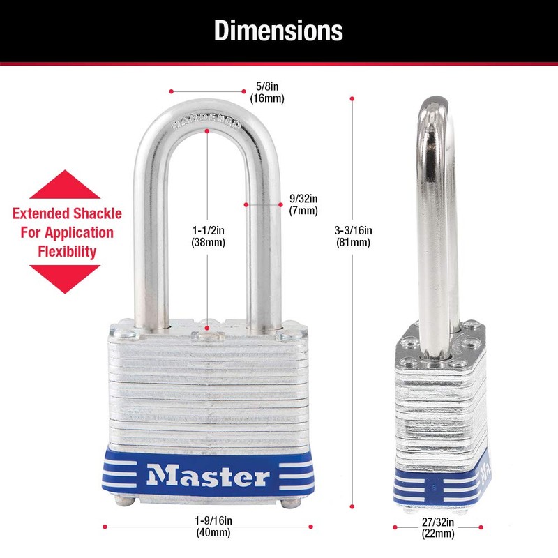 Master Lock 3DLF Outdoor Padlock with Key, 1 Pack