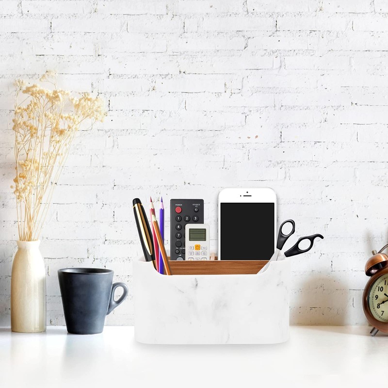 SZYRL Desk Organizer, Marble Remote Holder for Table, Modern Office