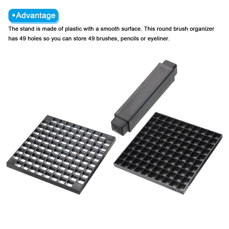 PATIKIL 4pcs Black Plastic Paint Brush Storage Organizer, 96 Holes,