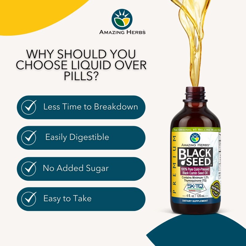 Amazing Herbs Black Seed Cold-Pressed Oil - 4 Ounces