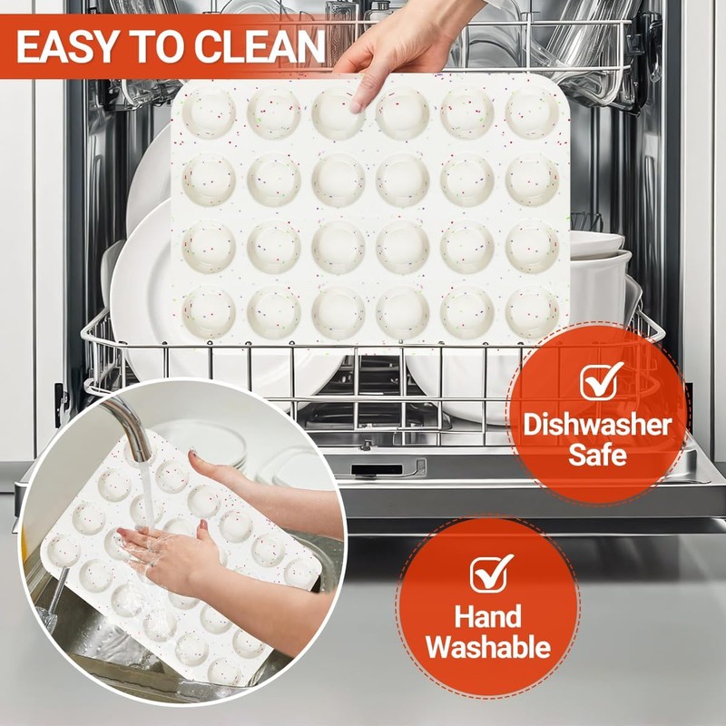 CAKETIME Silicone Mini Muffin Pan, 24 Cups Nonstick Mini Cupcake