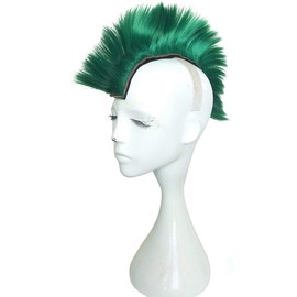 Helmet Mohawk Wig Motorcycle Adhesive Mohawk Hair Patches Skinhead Costumes Wig (Deep Green) (Helmet not Included)