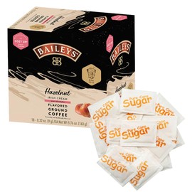 Brickhouse Coffee & Sugar Bundle, 18 Count Flavored Coffee Pods Compatible with Keurig and 18 White Sugar Packets (18 Count, Bailey's Hazelnut)
