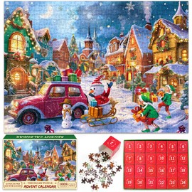 Christmas Advent Calendar Puzzle 1008 Piece for Adult, Christmas Countdown Calendar 2024 Jigsaw Puzzle, Holiday Elf Puzzle for Adult 1008 Piece 24 Boxes