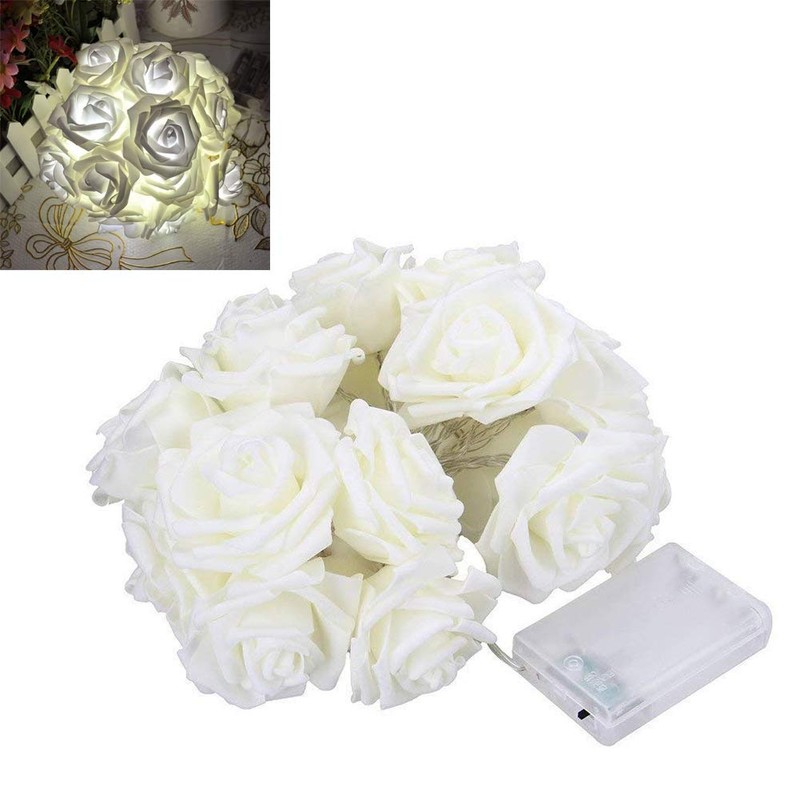 VIPMOON Rose Flower String Lights,2M 20LED Battery Operated Romantic String