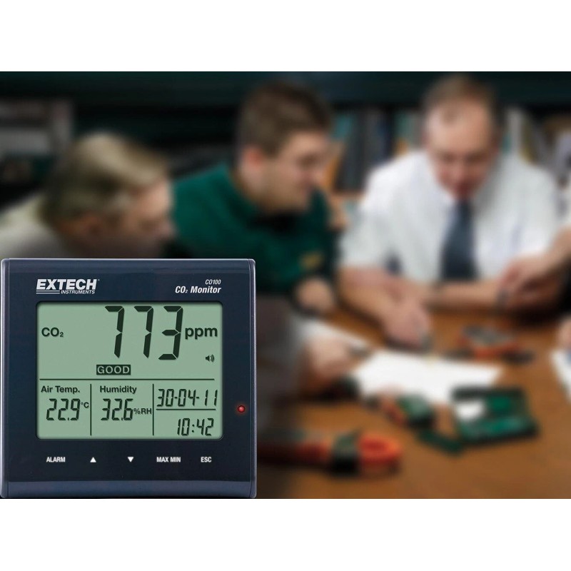 Extech CO100 Desktop Indoor Air Quality CO2 Monitor Digital Carbon