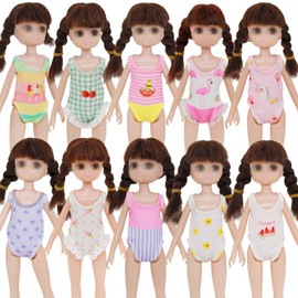 10 Sets Adorable 7 inch Mini Doll Swimsuits Outfits for 6-7 inch Girl Dolls Dress-up Clothes Kids Toys Birthday